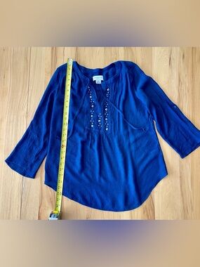 Liz Claiborne Royal Blue Embellished Peasant Top